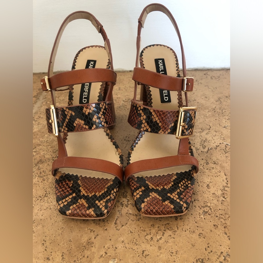 KARL LAGERFELD MARLOW SANDAL - SANDAL HEELS + BLACK/BROWN